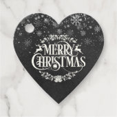 Kerstmis Foto Boho Krijtbord Sneeuwvlokken Bedankjes Labels (Voorkant)