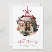 Kerstmis Foto Bol Ornament Kaart (Voorkant)