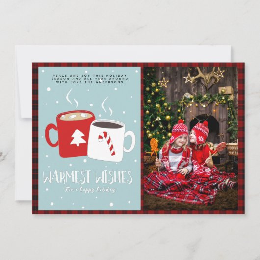 Kerstmis FOTO Buffalo Plaid Modern Folk Art Warme  Kaart (Voorkant)