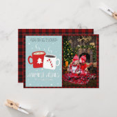 Kerstmis FOTO Buffalo Plaid Modern Folk Art Warme  Kaart (Voorkant / Achterkant in situ)