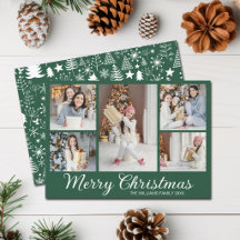 Kerstmis Foto Collage Elegante Groene Bomen