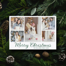 Kerstmis Foto Collage Elegante Groene Script
