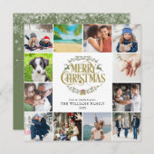 Kerstmis Foto Collage Gouden Schrift Feestdagenkaart (Voorkant / Achterkant)