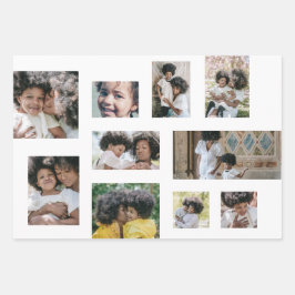 Kerstmis foto Collage Moderne Vreugdevolle Momente Inpakpapier Vel