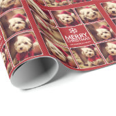 Kerstmis Foto Collage Rood Wit Cadeaupapier (Rol Hoek)