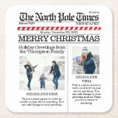 Kerstmis Foto Collage Simple Newspaper Kartonnen Onderzetters (Voorkant)