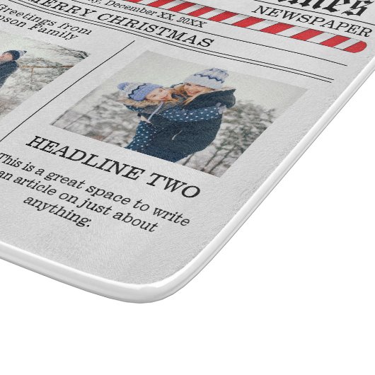 Kerstmis Foto Collage Simple Newspaper Snijplank (Hoek)