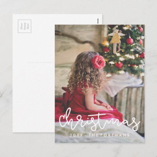 Kerstmis Foto en naam toevoegen Feestdagenkaart (Voorkant / Achterkant)