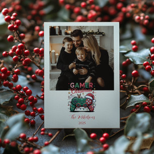 Kerstmis Foto Funny Gamer Feestdagenkaart
