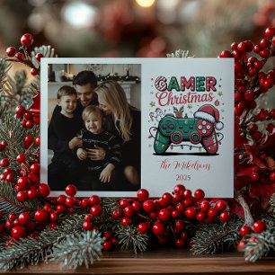 Kerstmis Foto Funny Gamer Feestdagenkaart