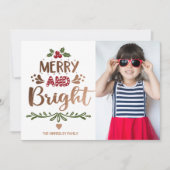 Kerstmis Foto in Fel Rood Goud Wit Feestdagenkaart (Voorkant)