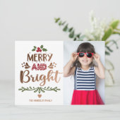 Kerstmis Foto in Fel Rood Goud Wit Feestdagenkaart (Staand voorkant)