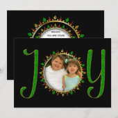 Kerstmis, foto-inzending, JOY Green Faux Jewels, Kaart (Voorkant / Achterkant)
