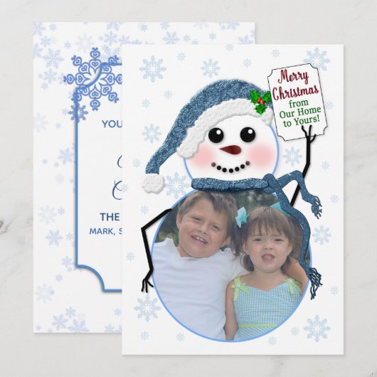 Kerstmis, foto-inzending Snowman Kaart (Voorkant / Achterkant)