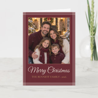 Kerstmis Foto Kladblok Burgundy Feestdagen Kaart