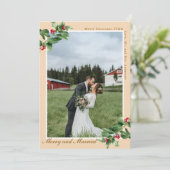 Kerstmis Foto Merry & Married Mistletoe Hulst 2 Feestdagenkaart (Staand voorkant)