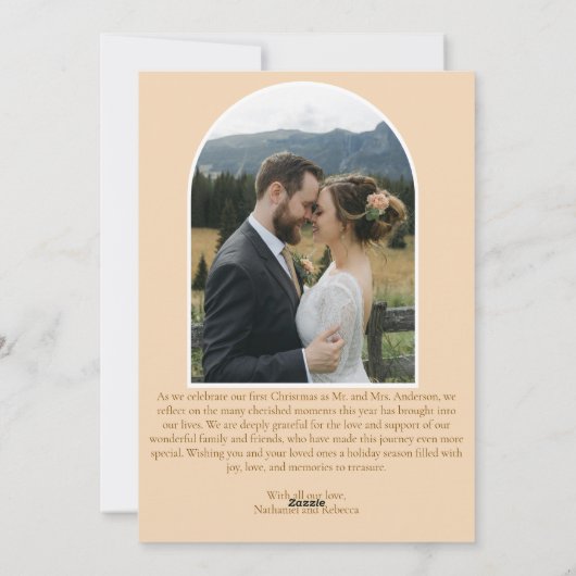 Kerstmis Foto Merry & Married Mistletoe Hulst 2 Feestdagenkaart (Achterkant)