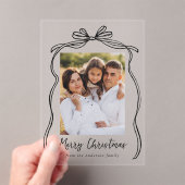Kerstmis Foto met Antieke Zwarte Strik Acryl Uitnodigingen (Insitu (Draagbaar))