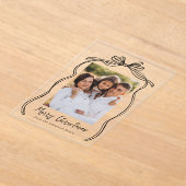 Kerstmis Foto met Antieke Zwarte Strik Acryl Uitnodigingen (Laagn)