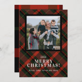 Kerstmis Foto met Festive Tartan Feestdagenkaart (Voorkant / Achterkant)