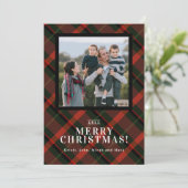 Kerstmis Foto met Festive Tartan Feestdagenkaart (Staand voorkant)