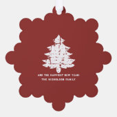 Kerstmis Foto met Rood Witte Sneeuw Ornament Kaart (Achterkant)