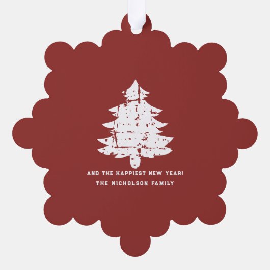 Kerstmis Foto met Rood Witte Sneeuw Ornament Kaart (Achterkant)