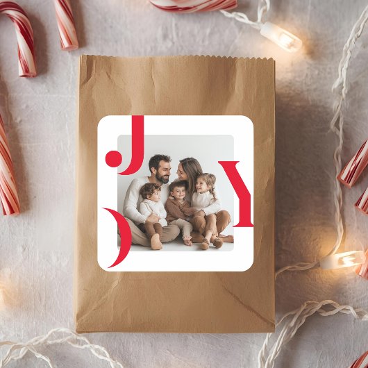 KERSTMIS Foto Moderne Kerst Familie Vierkante Sticker