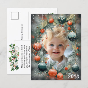 Kerstmis FOTO Persoonlijke Groene Feestdag Feestdagenkaart