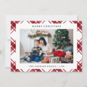 Kerstmis Foto Plaid Plat Kerstkaart (Voorkant)