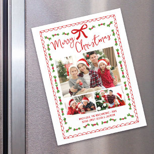 Kerstmis Foto Rode Hand Getekende Doodle Magneet