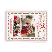 Kerstmis Foto Rode Handgetekende Doodles Wit Magneet (Horizontaal)