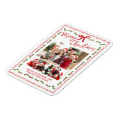Kerstmis Foto Rode Handgetekende Doodles Wit Magneet (Linkerzijde)