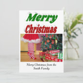 Kerstmis foto rood groene typografie feestdagenkaart (Staand voorkant)