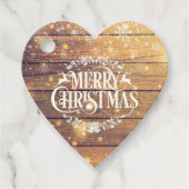 Kerstmis Foto Rustiek Hout Sneeuwvlokken Bedankjes Labels (Voorkant)