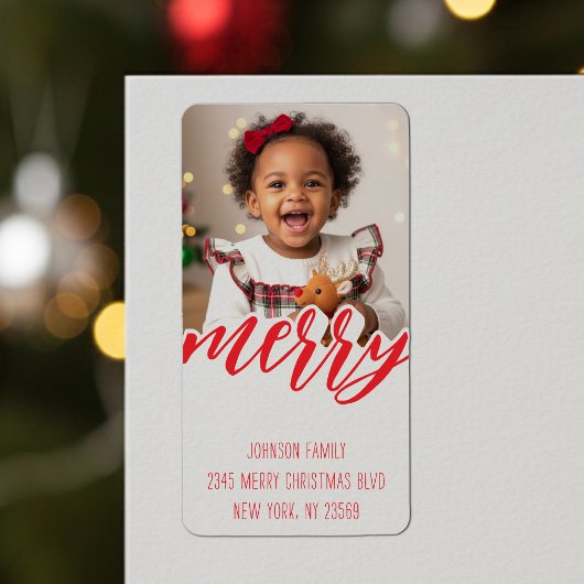 Kerstmis Foto Vakantie Adres Etiket