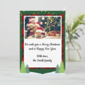 Kerstmis Foto Vakantiewenskaart Geruite Rand Feestdagenkaart (Staand voorkant)