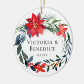 Kerstmis Foto van Floral Wedding Couple Keramisch Ornament (Links)