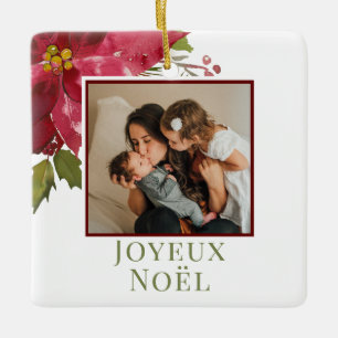 Kerstmis: Foto van Joyeux Noël Holiday Keramisch Ornament