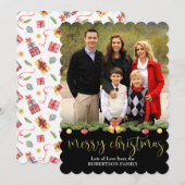 Kerstmis Foto Versierde Dennen Garland Feestdagenkaart (Voorkant / Achterkant)