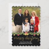Kerstmis Foto Versierde Dennen Garland Feestdagenkaart (Voorkant)