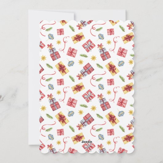 Kerstmis Foto Versierde Dennen Garland Feestdagenkaart (Achterkant)