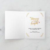 Kerstmis fotocollage - Merry & Bright Grey Gold Feestdagen Kaart (Binnen)