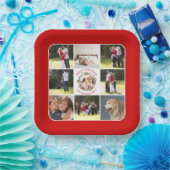 Kerstmis, fotocollage met negen foto's papieren bordje (Feest)