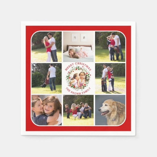 Kerstmis, fotocollage met negen foto's servet (Voorkant)