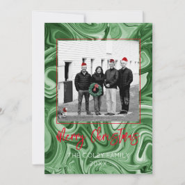 Kerstmis fotokaart familienaam gemarmerd feestelij kaart