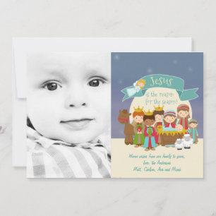 Kerstmis fotokaart - Geboorte Scène Feestdagenkaart