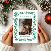 Kerstmis Fotokaart handgetekende groene Strik Vaka Kaart