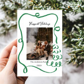 Kerstmis Fotokaart met de hand getekende Rode Stri Kaart