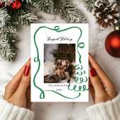 Kerstmis Fotokaart met de hand getekende Rode Stri Kaart